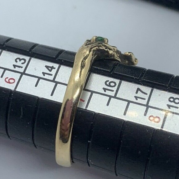 Vintage 14K Yellow Gold Ring W/Green Emerald Wrapped Branch Design Size 7 - Picture 7 of 8